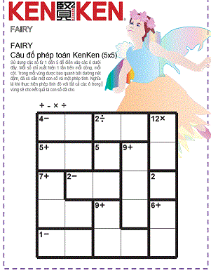 Câu đố phép toán KenKen 5 x 5