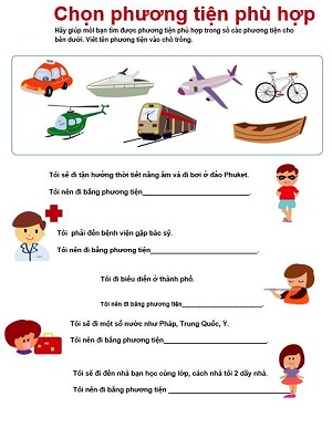 Phương tiện vận chuyển cho từng mục đích đi