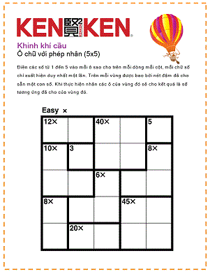Câu đố KenKen 5 x 5