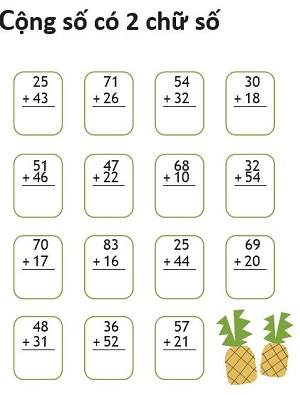 Cộng các số có 2 chữ số