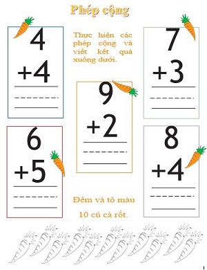 Thực hành phép cộng dưới 12