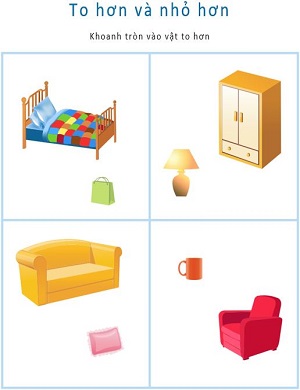 So sánh đồ nội thất lớn hơn hay nhỏ hơn