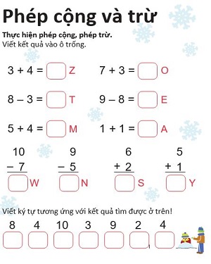 Phép cộng và trừ cho số có 1 chữ số