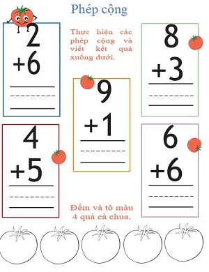 Thực hành phép cộng trong phạm vi 10 (Bài 7)