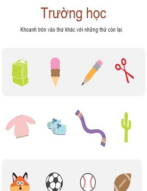 Vật không cùng loại chủ đề trường học