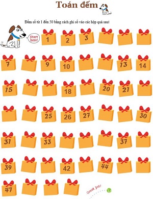 Tìm số còn thiếu ( 1 đến 50)