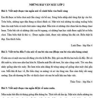 Một số bài tập làm văn mẫu lớp 2