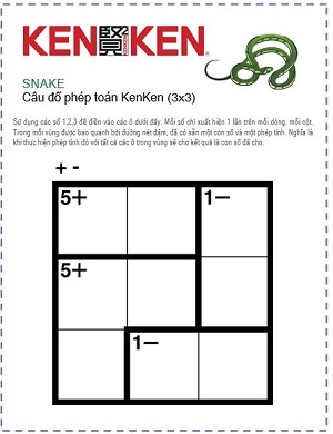 Câu đố phép toán KenKen 3 x 3