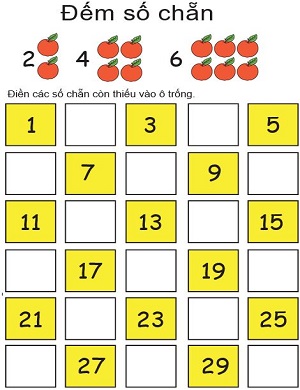 Điền các số còn thiếu (Số chẵn)