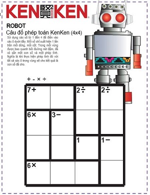 Câu đố phép toán KenKen 4 x 4