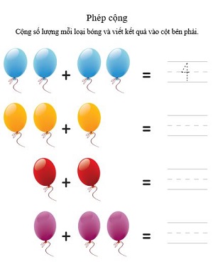 Phép cộng minh họa bằng bóng bay