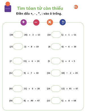 Tìm phép toán còn thiếu (Bài 2)
