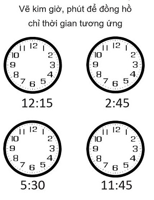 Vẽ kim giờ  và kim phút(Bài 1)