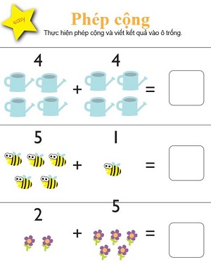 Phép cộng minh họa bằng số  và hình (Bài 3)