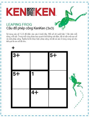 Câu đố phép toán KenKen 3 x 3