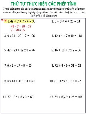 Thứ tự thực hiện các phép toán (Bài 2)