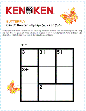 Câu đố phép toán KenKen 3 x 3