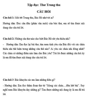 Tập đọc lớp 2: Thư Trung thu (Tuần 19)