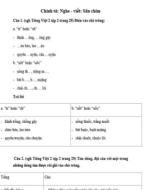 Chính tả: Nghe - viết: Sân chim