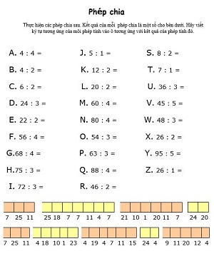 Phép chia cho số có 1 chữ số