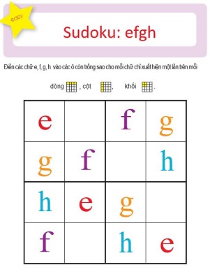 Sudoku chữ cái efgh