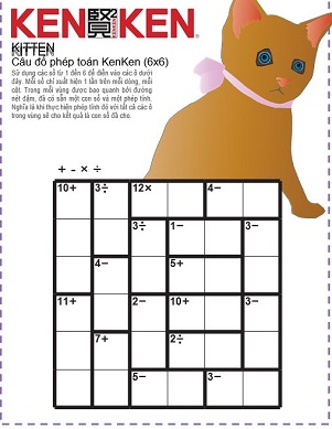 Câu đố phép toán KenKen 6 x 6