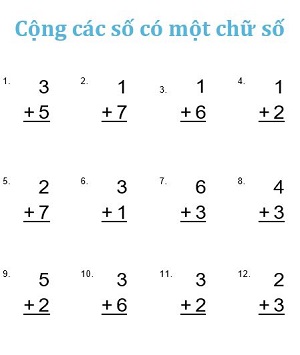 Phép cộng các số có 1 chữ số